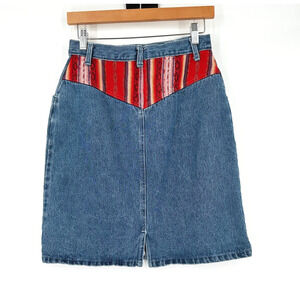 VTG 90s Ivy Wear Southwest Denim Skirt Small/Medium? Cowgirl Boho Retro